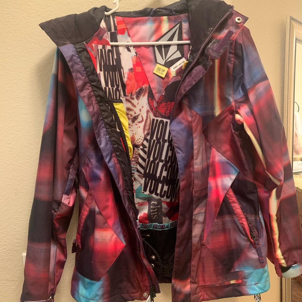 Volcom Multi-Colored Snowboard Jacket, Size XS